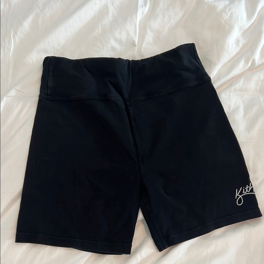 Kith Black Bike Shorts with Elastic Waistband